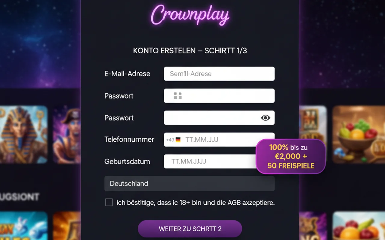 Inscription en moins de 60 secondes – Crownplay